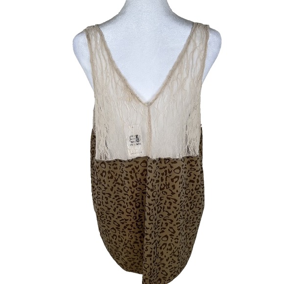 Mystree Velvet Tank Top Women Extra Large Beige Animal Print Lace Trim Y2K - Picture 2 of 8